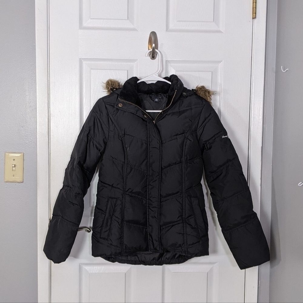 Tommy Hilfiger‎ Down Feather Filled Puffer Coat with Removable Hood Size XS
